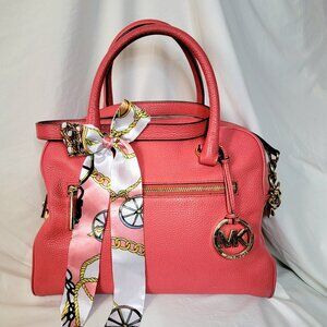 Michael Kors Pebbled Leather Satchel – Coral/Pink, GUC
